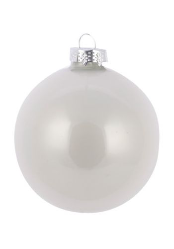 Χριστουγεννιάτικη Μπάλα Γυάλινη Λευκή Περλέ (8cm)