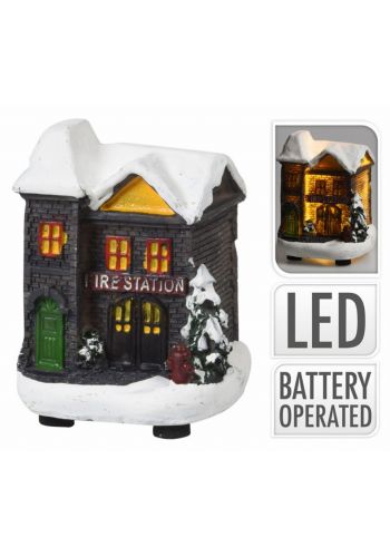 Χριστουγεννιάτικο Κεραμικό Διακοσμητικό Χωριό με LED - 4 Σχέδια (9cm)