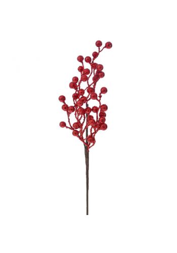 Χριστουγεννιάτικο Διακοσμητικό Κλαδί Kόκκινο με Berries και Στρας (40cm)