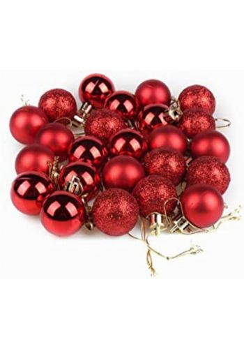 Χριστουγεννιάτικες Μπάλες Πλαστικές Κόκκινες - Σετ 46 τεμ.