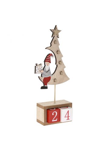 Χριστουγεννιάτικο Ξύλινο Διακοσμητικό Δέντρο με Ημερολόγιο (31cm)
