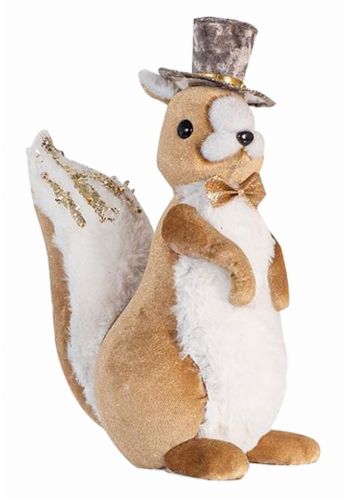 Χριστουγεννιάτικος Διακοσμητικός Σκίουρος με Καπέλο Μόκα (27cm)