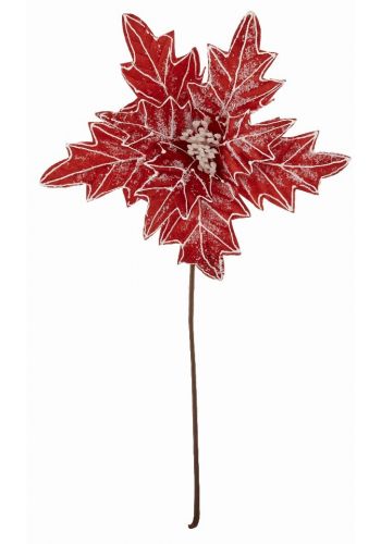 Χριστουγεννιάτικο Λουλούδι Χιονισμένο Κόκκινο Αλεξανδρινό (30cm)