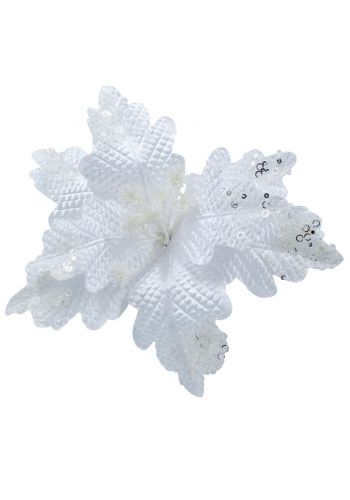 Χριστουγεννιάτικο Λουλούδι Λευκό Αλεξανδρινό (24cm)