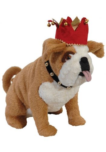 Χριστουγεννιάτικο Διακοσμητικό Σκυλάκι με Κόκκινη Κορώνα (40 cm)