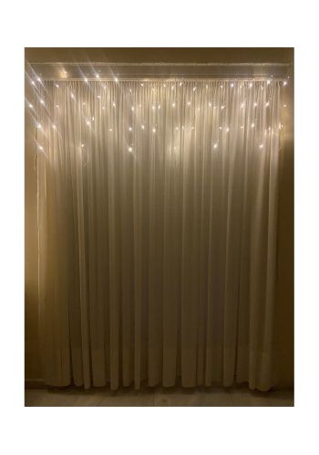 Ασύμμετρη Κουρτίνα LED Flash Επεκτεινόμενη Εξωτερικού Χώρου, με 140 Λευκά Θερμά Φωτάκια και Διάφανο Καλώδιο (3*0.7m)