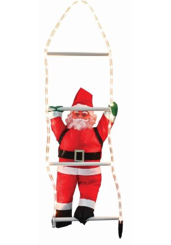 Άγιος Βασίλης με Σκάλα από Φωτοσωλήνα και Λευκά Θερμά LED (60cm)