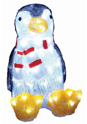 Χριστουγεννιάτικος Φωτιζόμενος Ακρυλικός Πιγκουίνος με 80 Λευκά Ψυχρά LED (40cm)