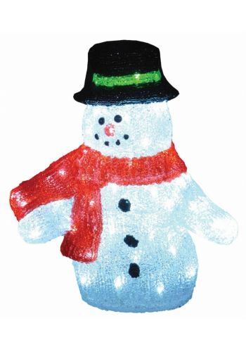 Χριστουγεννιάτικος Φωτιζόμενος Ακρυλικός Χιονάνθρωπος με 80 Λευκά Ψυχρά LED (40cm)