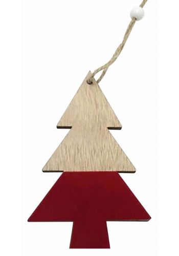 Χριστουγεννιάτικο Ξύλινο Δεντράκι Κόκκινο (11cm)