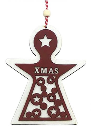 Χριστουγεννιάτικο Ξύλινο Αγγελάκι με "XMAS" (13cm)