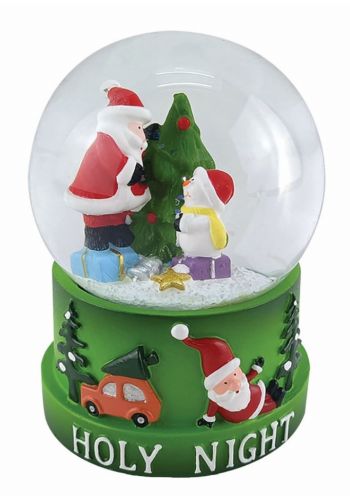 Χριστουγεννιάτικη Χιονόμπαλα Πράσινη με Φιγούρες στο Εσωτερικό (9cm)