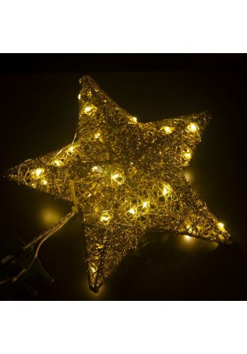 Χριστουγεννιάτικη Κορυφή Δέντρου Αστέρι Χρυσό με Φωτισμό LED (25cm)