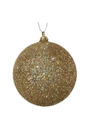 Χριστουγεννιάτικη Μπάλα Χρυσή με Χρυσόσκονη - 10 cm