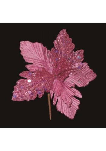 Χριστουγεννιάτικο Λουλούδι Φούξια, με Στρας (16cm)