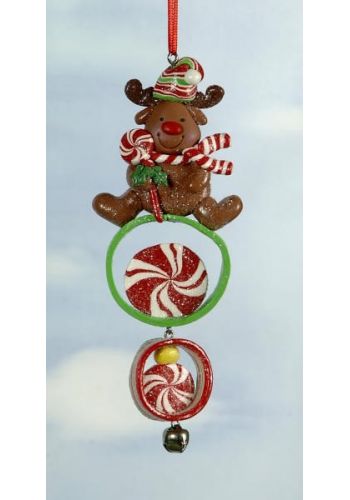 Χριστουγεννιάτικο Πλαστικό Ζαχαρωτό με Κουδουνάκι Πολύχρωμο - 2 Σχέδια (15cm)