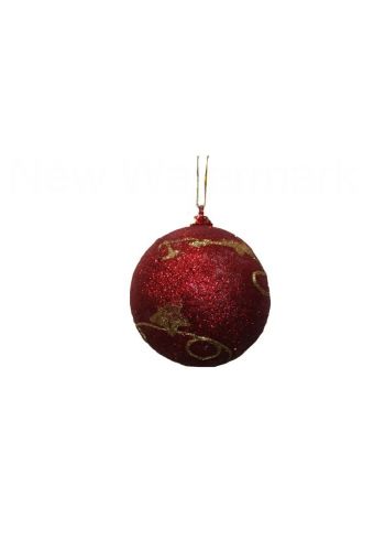 Χριστουγεννιάτικη Μπάλα Δέντρου Κόκκινη με Χρυσά Σχέδια - 8 εκ.