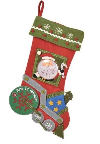 Χριστουγεννιάτικη Διακοσμητική Κάλτσα Ημερολόγιο με Άγιο Βασίλη σε Τρένο (61cm)
