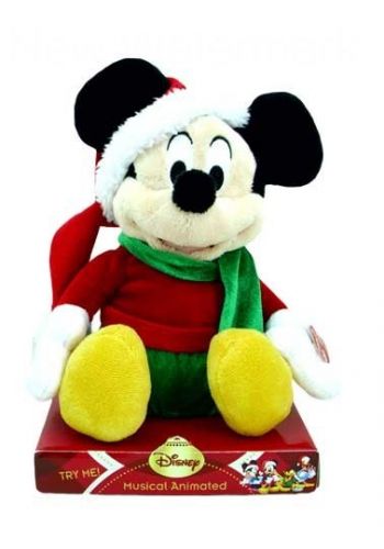 Χριστουγεννιάτικος Λούτρινος Mickey Kαθιστός, με Ήχο και Κίνηση, 23 εκ.