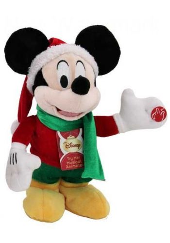 Χριστουγεννιάτικος Λούτρινος Mickey όρθιος με ανοιχτό χέρι, με Ήχο και Κίνηση - 30 εκ.