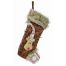 Χριστουγεννιάτικη Διακοσμητική Υφασμάτινη Καφέ Κάλτσα με Γουνάκι και Ανάγλυφο Τάρανδο (45cm)