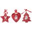 Χριστουγεννιάτικα Ξύλινα Στολίδια, Κόκκινα με Merry Christmas - 3 Σχέδια (14cm)