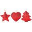 Χριστουγεννιάτικα Ξύλινα Κρεμαστά Κόκκινα Στολίδια - 3 Σχέδια (10cm)
