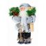 Χριστουγεννιάτικος Διακοσμητικός Λούτρινος Άγιος Βασίλης με Σκι και Σάκο Γκρι (30cm)