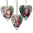 Χριστουγεννιάτικες Κρεμαστές Ξύλινες Καρδιές, με Άγιο Βασίλη σε 3 Σχέδια (12cm) - 1 Τεμάχιο