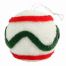 Χριστουγεννιάτικη Μπάλα Λευκή, με Πράσινα και Κόκκινα Σχέδια (8,5cm)