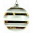 Χριστουγεννιάτικη Γυάλινη Μπάλα Διάφανη, με Λευκές και Χρυσές Ρίγες (8cm)