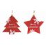 Χριστουγεννιάτικα Ξύλινα Στολίδια, Κόκκινα με Χιονονιφάδα και Merry Christmas - 2 Σχέδια (13cm)