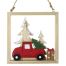 Χριστουγεννιάτικο Ξύλινο Διακοσμητικό Κάδρο, με Φορτηγάκι και Δεντράκια Πολύχρωμο (15cm) - 1 Τεμάχιο