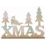 Χριστουγεννιάτικο Ξύλινο "xmas" Καφέ με Δεντράκια (29.5cm)