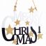 Χριστουγεννιάτικο Μεταλλικό "merry Christmas" Μαύρο με Αστέρια (17cm)