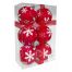 Χριστουγεννιάτικες Μπάλες Κόκκινες με Λευκές Χιονονιφάδες - Σετ 6 τεμ. (8cm)