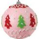 Χριστουγεννιάτικη Μπάλα Δέντρου Ροζ με Δεντράκια - 10 cm