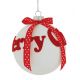 Χριστουγεννιάτικη Γυάλινη Μπάλα Λευκή, με Κόκκινο Στολισμό (8cm)