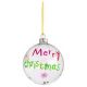 Χριστουγενιάτικη Γυάλινη Μπάλα Διάφανη, MERRY CHRISTMAS (9cm)