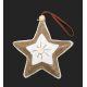 Χριστουγεννιάτικο Υφασμάτινο Στολίδι - Αστέρι Καφέ και Λευκό με Κουμπί (12cm)