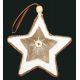 Χριστουγεννιάτικο Υφασμάτινο Στολίδι - Αστέρι Λευκό και Καφέ με Κουμπί (12cm)