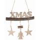Χριστουγεννιάτικο Ξύλινο Κούτσουρο με Επιγραφή XMAS και 3 Φιγούρες Καφέ (37cm)