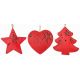 Χριστουγεννιάτικα Ξύλινα Κρεμαστά Κόκκινα Στολίδια - 3 Σχέδια (10cm)