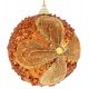 Χριστουγεννιάτικη Μπάλα Μπρονζέ, Διακοσμημένη με Λουλούδι και Χάντρες - 9cm