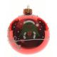 Χριστουγεννιάτικη Γυάλινη Παιδική Μπάλα Δέντρου, Κόκκινη με Δεντράκι - 8cm