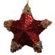 Χριστουγεννιάτικα Πλαστικά  Κόκκινα Κρεμαστά Αστεράκια με Στρας Σετ 6 τεμαχίων, 9cm