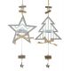 Χριστουγεννιάτικα Ξύλινα Ασημί Στολίδια, με "XMAS" και Κρεμαστό Αστεράκι - 2 Σχέδια (37cm)