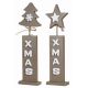 Χριστουγεννιάτικα Ξύλινα Καφέ Σκούρο Διακοσμητικά με "XMAS" ,16cm (2 σχέδια)