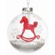 Χριστουγεννιάτικη Διάφανη Γυάλινη Μπάλα με Αλογάκι Τσόχινο και Χιόνι στο Εσωτερικό, 8cm