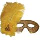Αποκριάτικο Αξεσουάρ Κίτρινη Μάσκα Ματιών με Πούλιες και Κίτρινο Φτερό